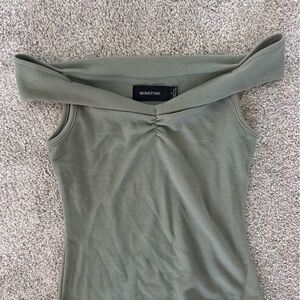 MINKPINK Olive Ribbed Top